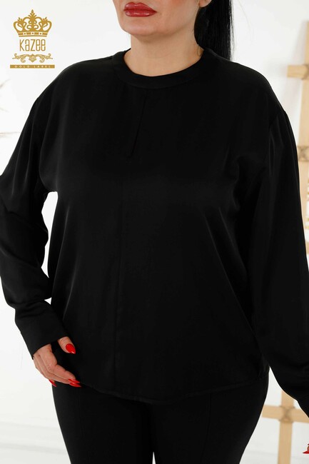 Women's Shirt with Sleeve Detailed Black - 20376 | KAZEE - Thumbnail