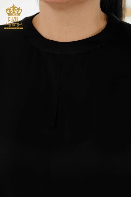 Women's Shirt with Sleeve Detailed Black - 20376 | KAZEE - Thumbnail