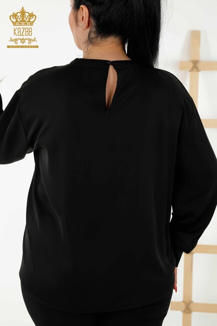 Women's Shirt with Sleeve Detailed Black - 20376 | KAZEE - Thumbnail