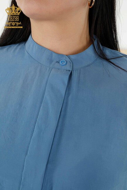 Women's Shirt Sleeve Detailed Blue - 20316 | KAZEE - Thumbnail