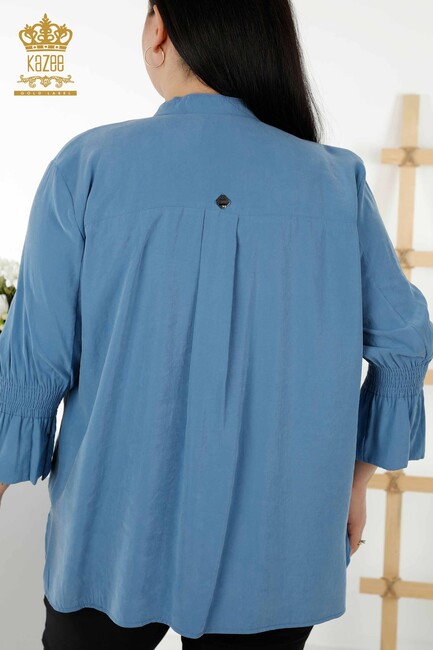 Women's Shirt Sleeve Detailed Blue - 20316 | KAZEE - Thumbnail