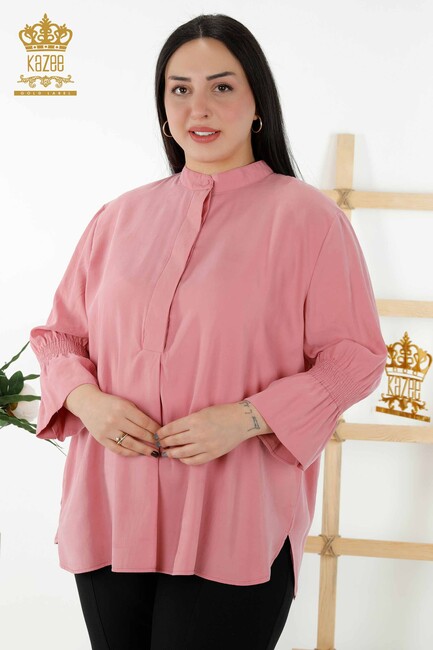 Women's Shirt with Sleeve Detail Dried Rose - 20316 | KAZEE - Thumbnail