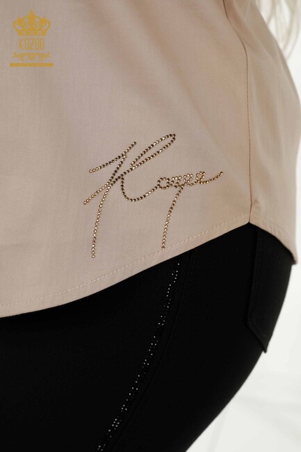 Women's Shirt Stone Embroidered Beige - 20239 | KAZEE - Thumbnail