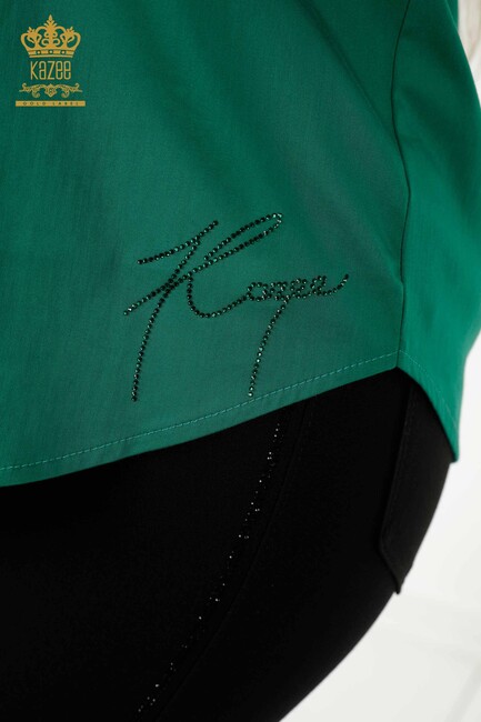 Women's Shirt Stone Embroidered Green - 20239 | KAZEE - Thumbnail