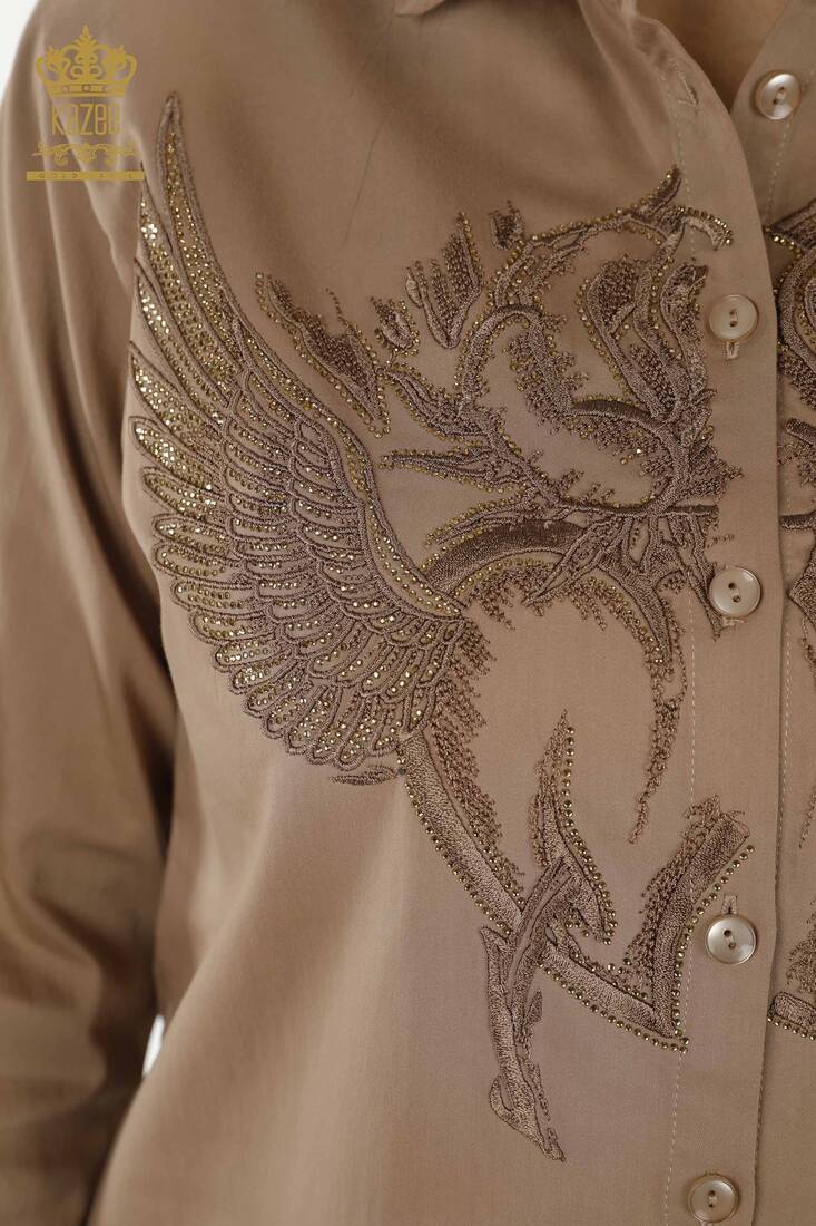 Women's Shirt Stone Embroidered Mink - 20233 | KAZEE