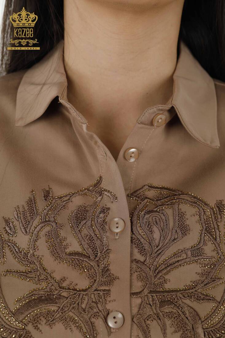 Women's Shirt Stone Embroidered Mink - 20233 | KAZEE