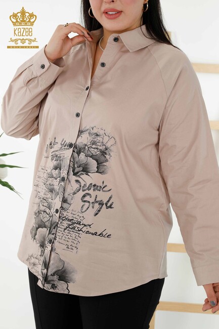 Women's Shirt Stone Embroidered Mink - 20351 | KAZEE - Thumbnail