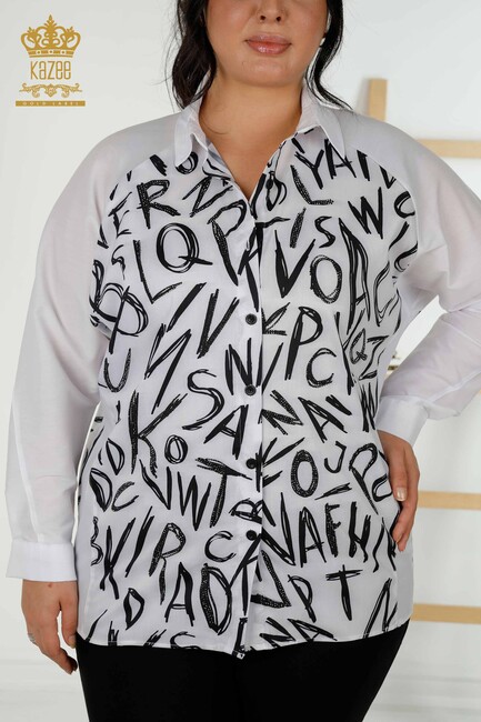 Women's Shirt Stone Embroidered White - 20088 | KAZEE - Thumbnail