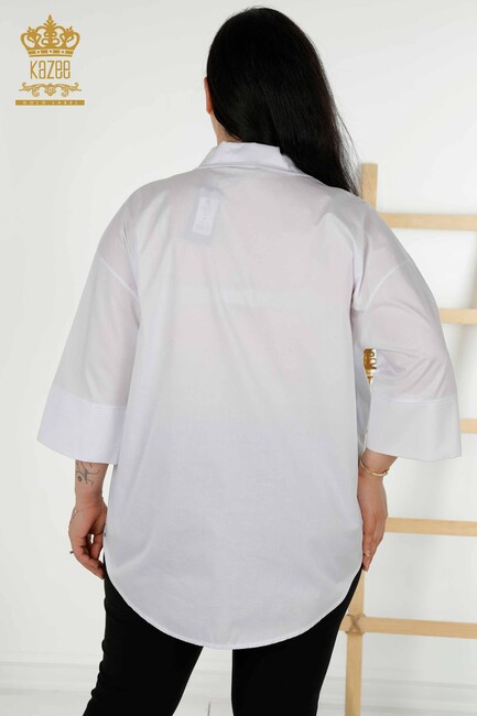 Women's Shirt Stone Embroidered White - 20346 | KAZEE - Thumbnail