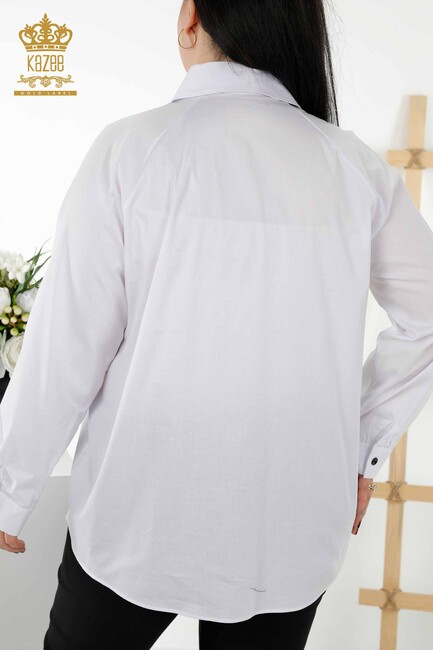 Women's Shirt Stone Embroidered White - 20351 | KAZEE - Thumbnail