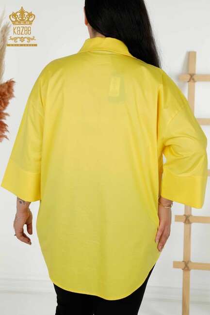 Women's Shirt with Stone Embroidered Yellow - 20346 | KAZEE - Thumbnail