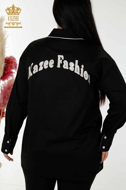 Women's Shirt with Lettering Detailed Black - 20311 | KAZEE - Thumbnail