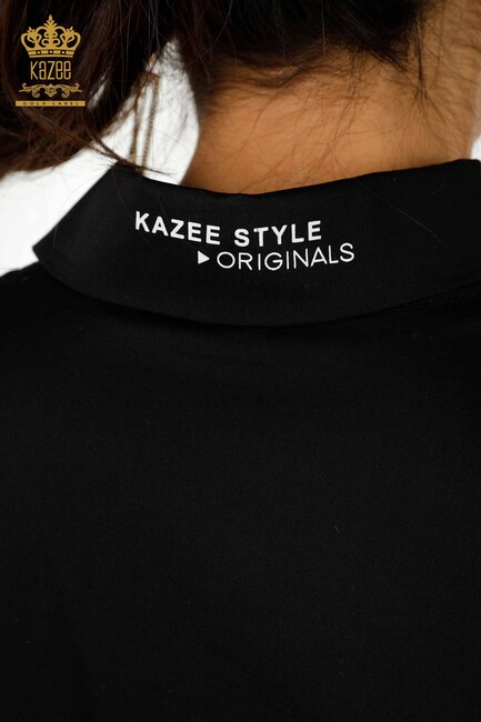 Women's Shirt Black with Lettering Detail - 20328 | KAZEE - Thumbnail