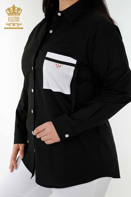 Women's Shirt with Lettering Detail Black - 20352 | KAZEE - Thumbnail