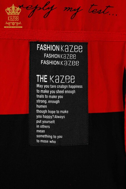 Women's Shirt with Lettering Detail Black - 20352 | KAZEE - Thumbnail