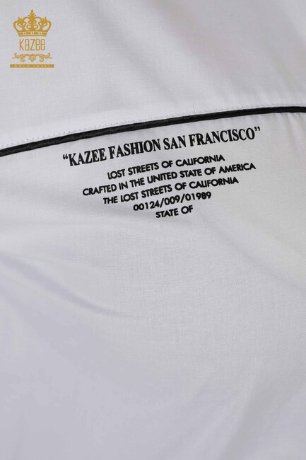 Women's Shirt with Text Detailed White - 20311 | KAZEE - Thumbnail