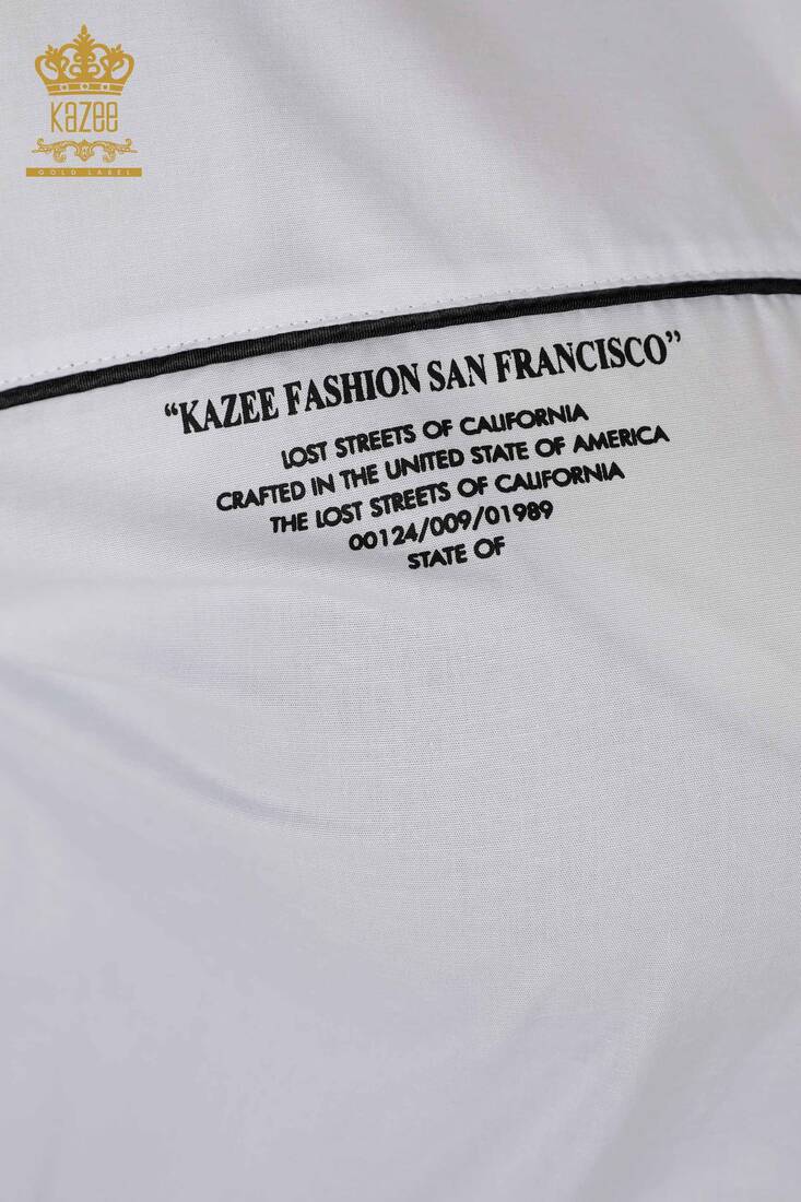 Women's Shirt with Text Detailed White - 20311 | KAZEE