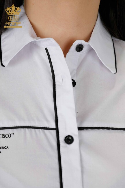 Women's Shirt with Text Detailed White - 20311 | KAZEE - Thumbnail