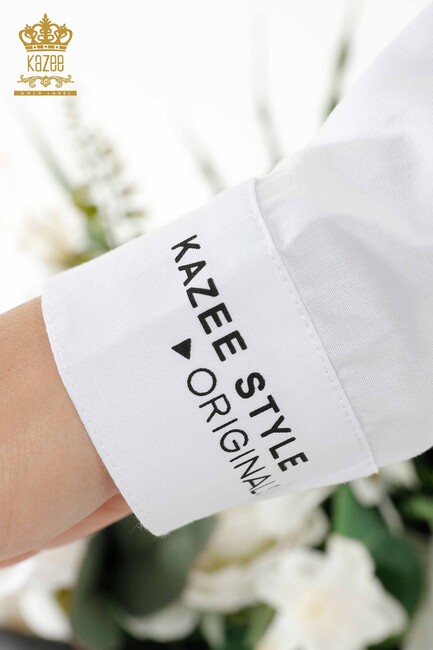 Women's Shirt with Text Detailed White - 20328 | KAZEE - Thumbnail