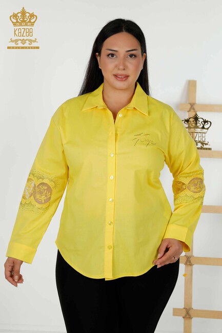 Women's Shirt Tulle Detailed Yellow - 20407 | KAZEE - Thumbnail