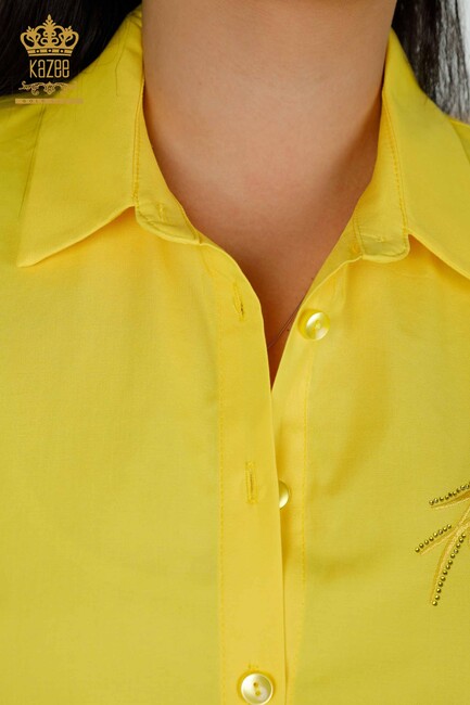 Women's Shirt Tulle Detailed Yellow - 20407 | KAZEE - Thumbnail