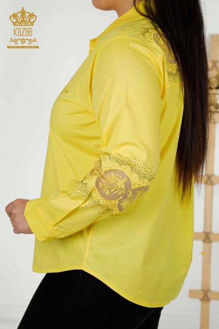 Women's Shirt Tulle Detailed Yellow - 20407 | KAZEE - Thumbnail