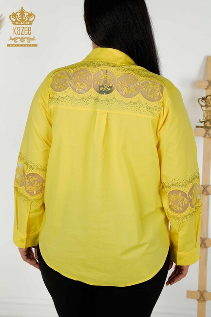 Women's Shirt Tulle Detailed Yellow - 20407 | KAZEE - Thumbnail