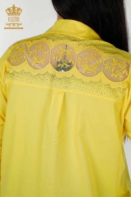 Women's Shirt Tulle Detailed Yellow - 20407 | KAZEE - Thumbnail