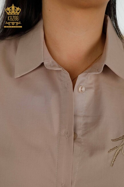 Women's Shirt Tulle Detailed Beige - 20407 | KAZEE - Thumbnail