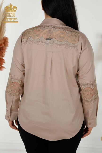 Women's Shirt Tulle Detailed Beige - 20407 | KAZEE - Thumbnail