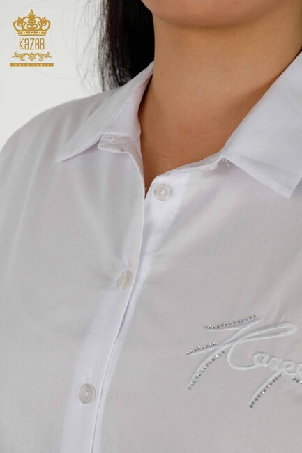 Women's Shirt Tulle Detailed White - 20407 | KAZEE - Thumbnail