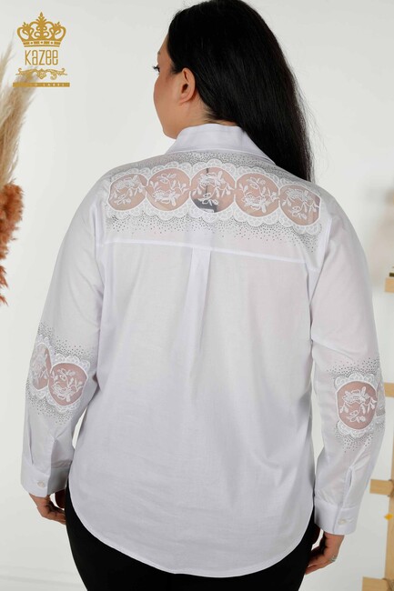 Women's Shirt Tulle Detailed White - 20407 | KAZEE - Thumbnail