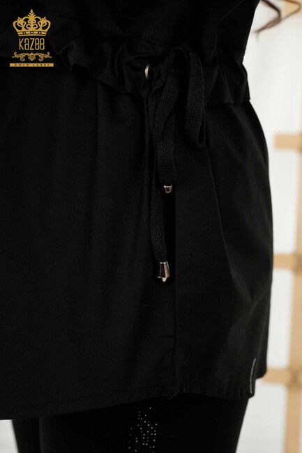 Women's Shirt with Tie Waist Black - 20355 | KAZEE - Thumbnail