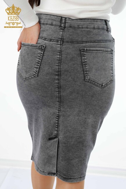 Women's Skirt Daisy Patterned Gray - 4177 | KAZEE - Thumbnail