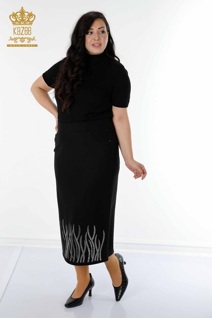 Women's Skirt Slit Detailed Black - 4190 | KAZEE - Thumbnail