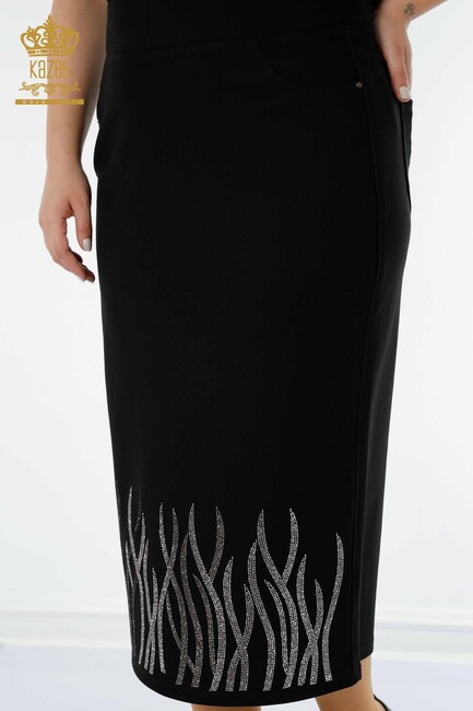 Women's Skirt Slit Detailed Black - 4190 | KAZEE - Thumbnail