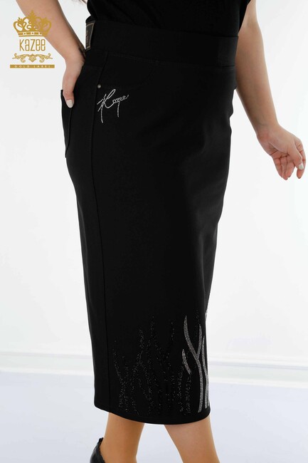 Women's Skirt Slit Detailed Black - 4190 | KAZEE - Thumbnail