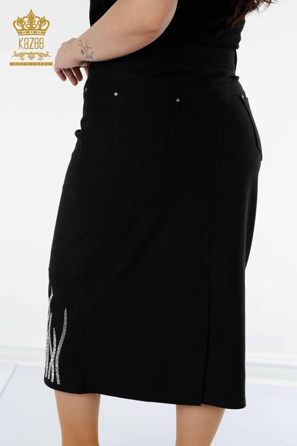 Women's Skirt Slit Detailed Black - 4190 | KAZEE - Thumbnail