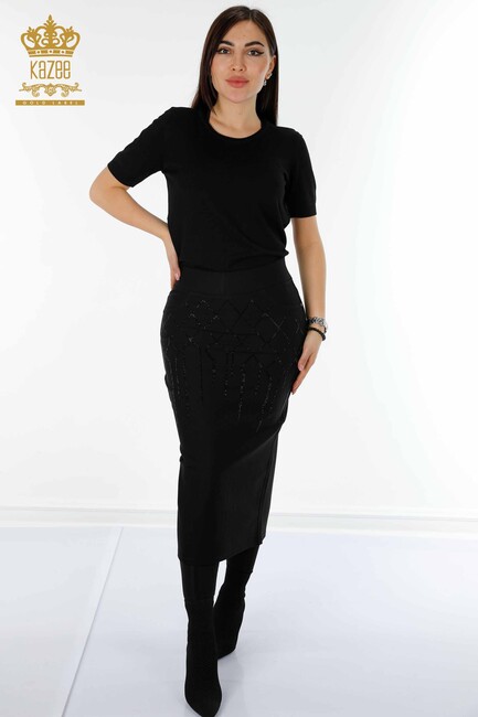 Women's Skirt Slit Detailed Black - 4191 | KAZEE - Thumbnail