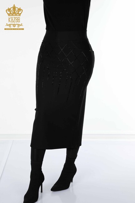 Women's Skirt Slit Detailed Black - 4191 | KAZEE - Thumbnail