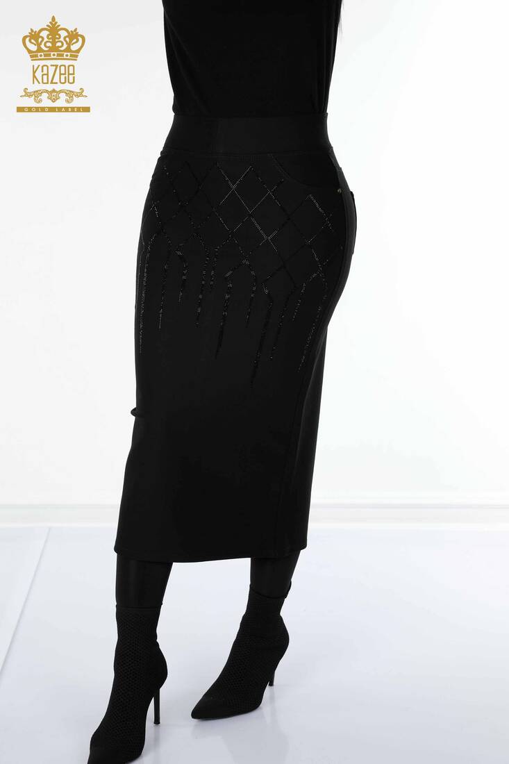 Women's Skirt Slit Detailed Black - 4191 | KAZEE