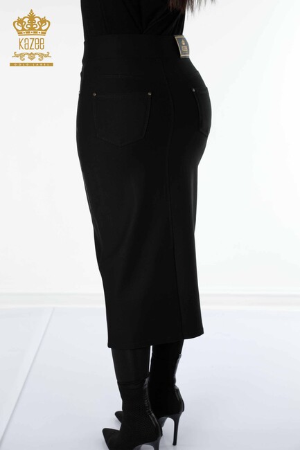 Women's Skirt Slit Detailed Black - 4191 | KAZEE - Thumbnail