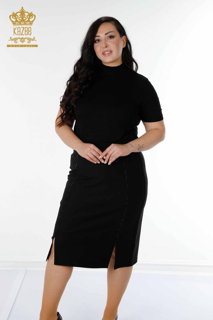 Women's Skirt Slit Detailed Black - 4219 | KAZEE