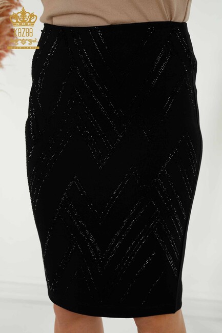 Women's Skirt Slit Detailed Black - 4246 | KAZEE - Thumbnail