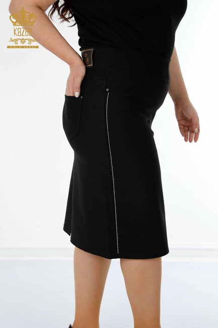 Women's Skirt With Slit Pocket Black - 4211 | KAZEE - Thumbnail