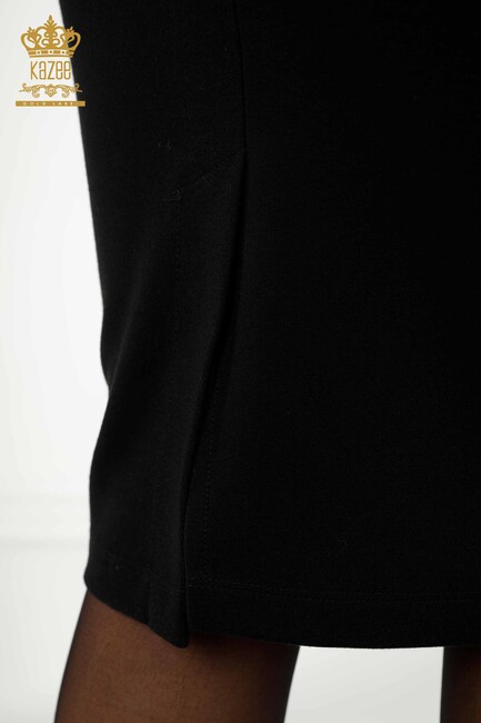 Women's Skirt Stripe Stone Embroidered Black - 4245 | KAZEE - Thumbnail