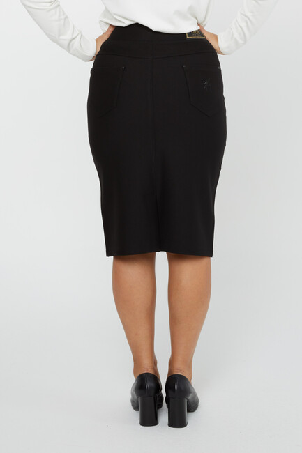 Women's Elastic Waist Skirt Kazee Text Detail Black - 4161 | KAZEE - Thumbnail