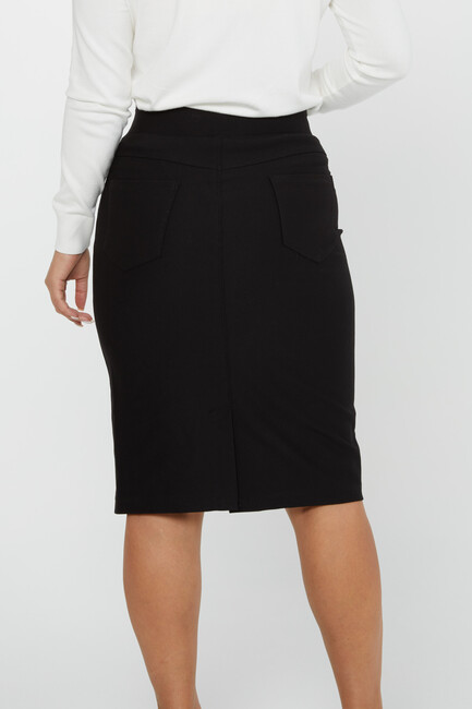 Women's Elastic Waist Skirt Mixed Stone Detail Black - 4271 | KAZEE - Thumbnail