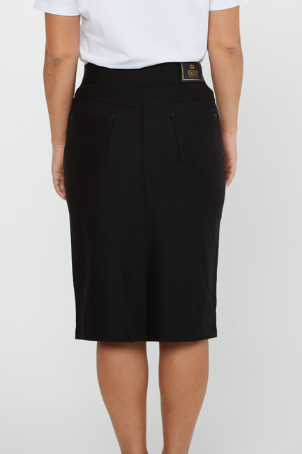 Women's Elastic Waist Skirt Stone Detail Black - 4268 | KAZEE - Thumbnail