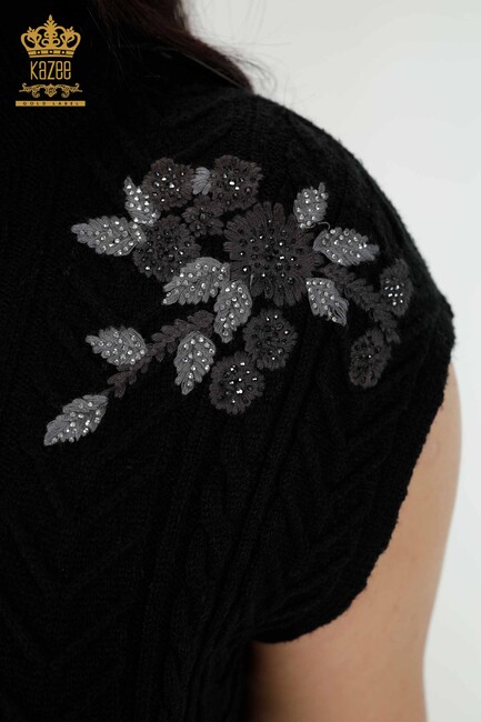 Women's Sweater Stone Embroidered Black - 30179 | KAZEE - Thumbnail